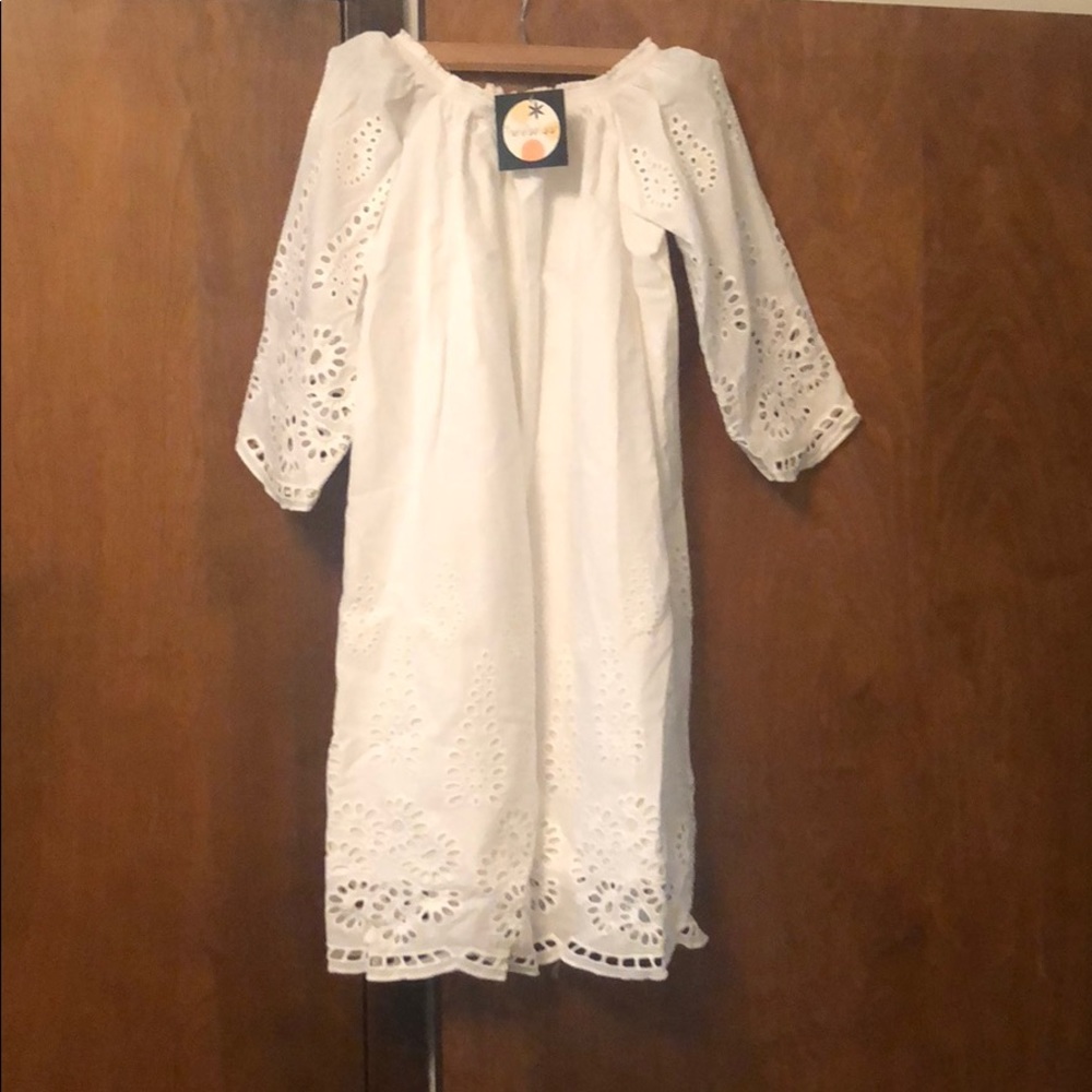Halabaloo Girls White Dress NWT- 12 Eyelet